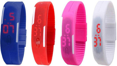 

Kissu Led Magnet Band Combo of 4 Blue, Red, Pink And White Watch - For Men & Women