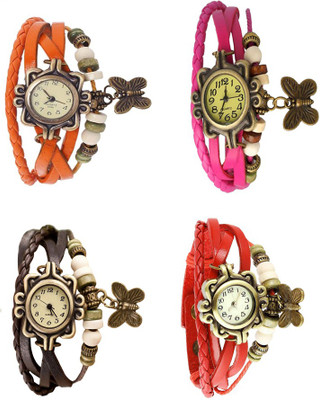 

Kissu Vintage Rakhi Combo of 4 Orange, Brown, Pink And Red Watch - For Women