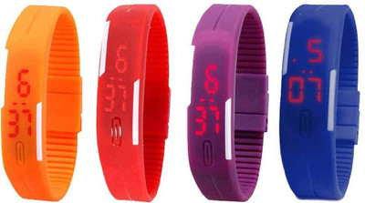 

Kissu Led Magnet Band Combo of 4 Orange, Red, Purple And Blue Watch - For Men & Women