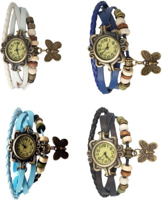 NS18 Vintage Butterfly Rakhi Combo of 4 White, Sky Blue, Blue And Black Analog Watch  - For Women   Watches  (NS18)