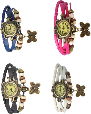 

Kissu Vintage Rakhi Combo of 4 Blue, Black, Pink And White Watch - For Women