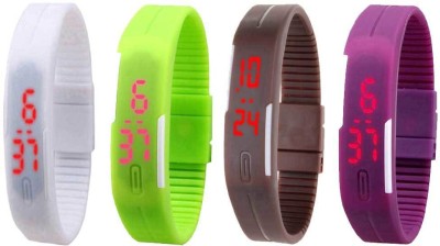 NS18 Silicone Led Magnet Band Watch Combo of 4 White, Green, Brown And Purple Digital Watch  - For Couple   Watches  (NS18)