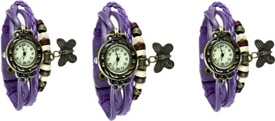 NS18 Vintage Butterfly Rakhi Watch Combo of 3 Purple, Purple And Purple Analog Watch  - For Women   Watches  (NS18)