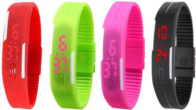 

Kissu Led Magnet Band Combo of 4 Red, Green, Pink And Black Watch - For Men & Women