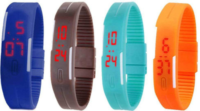 

Kissu Led Magnet Band Combo of 4 Blue, Brown, Sky Blue And Orange Watch - For Men & Women