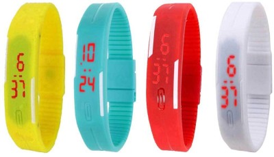 NS18 Silicone Led Magnet Band Combo of 4 Yellow, Sky Blue, Red And White Digital Watch  - For Boys & Girls   Watches  (NS18)