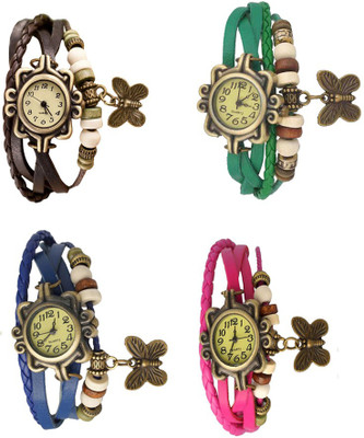 

NS18 Vintage Butterfly Rakhi Combo of 4 Brown, Blue, Green And Pink Watch - For Women