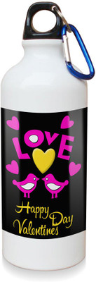 

Sky Trends Gift Happy Valentine's day With Pink Love Bird's White Sipper Bottle 600 ml Water Bottle(Set of 1, White)