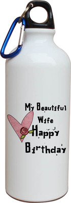63% OFF on TIED RIBBONS My beautiful wife happy Birthday Printed gift 600 ml Water Bottle(Set of 1, White)