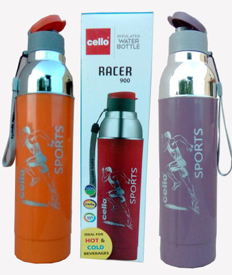 

Cello OPAQUE SERIES 900 ml Water Bottles(Set of 2, LIGHT PURPLE N ORANGE)