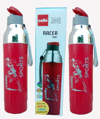 

Cello OPAQUE SERIES 900 ml Water Bottles(Set of 2, Red)