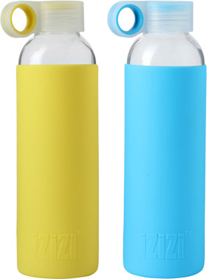 

izizi Glass Bottle with Silicone Sleeve 500 ml(Yellow, Blue)