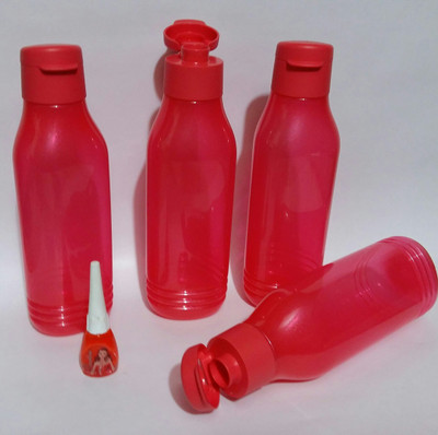 

Tupperware Tupperware triangular water bottle with free personi nail paint 750 ml Water Bottles(Set of 4, red)