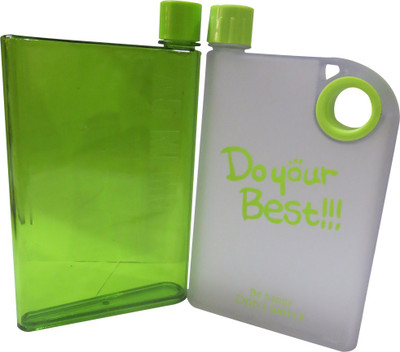 

DCS Notebook bottle 420 ml Water Bottles(Set of 2, Green & White)