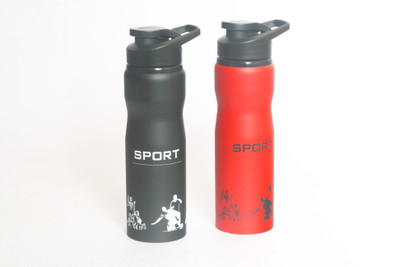 

Chrome Stainless Steel 750 ml Water Bottles(Set of 2, Black, Red)