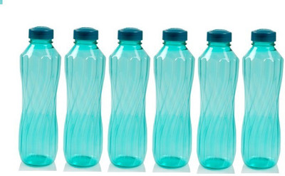 Pearlpet Leher 1000 ml Water Bottles(Set of 6, Aqua Blue)
