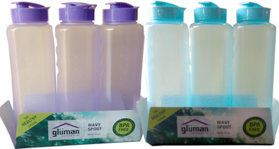 

Shreejee TRANSPARENT 1000 ml Water Bottles(Set of 6, BLUE AND PURPLE)