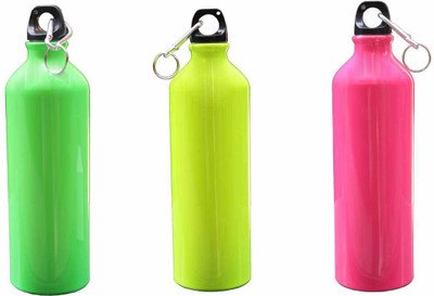 

Giftwell Transparent 750 ml Water Bottles(Set of 3, Pink, Green, Yellow)