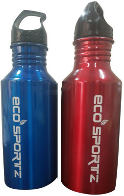 

ecoSPORTZ Metallic 600 ml Water Bottles(Set of 2, Red, Blue)