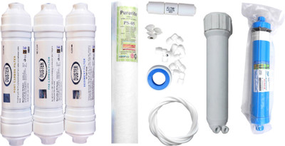 

Duster 1 Year RO service Kit with Inline set, Hi-tech 80 GPD membrane, Housing (MH), Spun and Other Accessories Solid Filter Cartridge(0.001, Pack of 10)