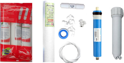 

Hi Tech 1 Year RO Service Kit with Inline set, Vontron 75 GPD membrane, MH, Spun and Other Accessories Solid Filter Cartridge(0.001, Pack of 8)