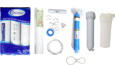 

Crescent 1 Year RO service Kit with Inline set, Hi-tech 80 GPD membrane, Bowl, Housing (MH), Spun and Other Accessories Solid Filter Cartridge(0.001, Pack of 11)