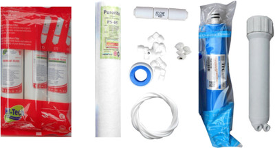 

Hi Tech 1 Year RO Service Kit with Inline set, TFC Micro (MCM) 80 GPD membrane, MH, Spun and Other Accessories Solid Filter Cartridge(0.001, Pack of 8)