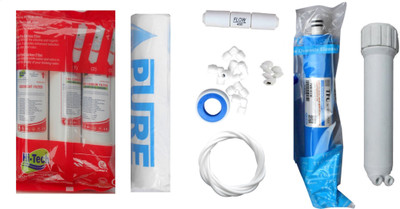 

Hi Tech 1 Year RO service Kit with Inline set, TFC-Micro (MCM) 80 GPD membrane, Housing (MH), Pure Spun and Other Accessories Solid Filter Cartridge(0.001, Pack of 8)