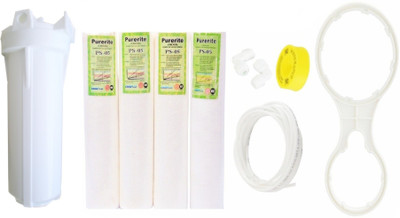 

Srihpe Prefilter 10" Housing Set with 4 Spun Candle, Spanner & Pipe Solid Filter Cartridge(5, Pack of 1)