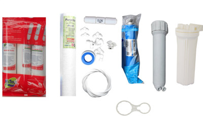 

Hi Tech 1 Year RO Service Kit with Inline set, TFC Micro (MCM) 80 GPD membrane, Bowl, MH, Spun and Other Accessories Solid Filter Cartridge(0.001, Pack of 10)