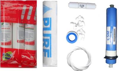 Hi Tech 1 Year RO service Kit with Inline set, CSM 80 GPD membrane, Pure Spun and Other Accessories Solid Filter Cartridge  (0.001, Pack of 7)
