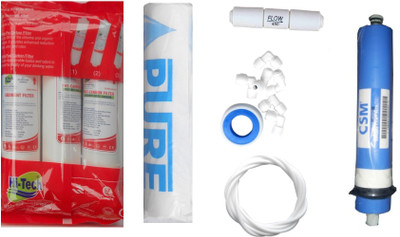 

Hi Tech 1 Year RO service Kit with Inline set, CSM 80 GPD membrane, Pure Spun and Other Accessories Solid Filter Cartridge(0.001, Pack of 7)