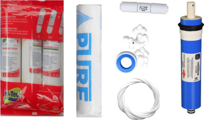 

Hi Tech 1 Year RO service Kit with Inline set, Filmtec Dow 75 GPD membrane, Pure Spun and Other Accessories Solid Filter Cartridge(0.001, Pack of 7)