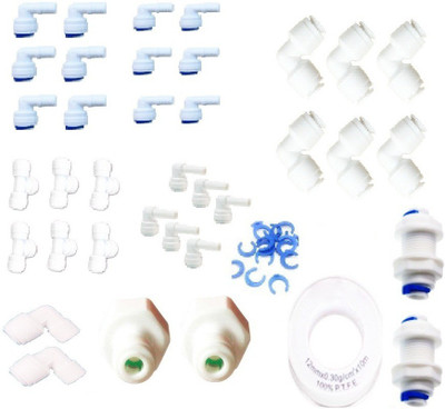 

BalRama Mix Elbows Connectors 1/4" Jacko, Push Fit, Stem, Straight, Tee, Y, Reducer Direct Inlet Valve, Teflon Tape Solid Filter Cartridge(0.5, Pack of 38)