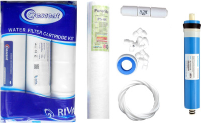 

Crescent Inline set with Vontron 75 GPD membrane, Spun, Elbo, Pipe, FR and Teflon Tape Solid Filter Cartridge(0.001, Pack of 9)