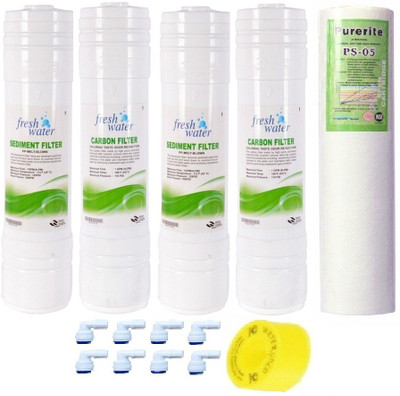 

BalRama RO Service Inline Filtration Set of 2 Carbons + 2 Sediments + 1 Spun + 8 Connectors Elbows + 1 Teflon Tape for domestic water purifiers Fresh Water Media Filter Cartridge(0.5, Pack of 14)