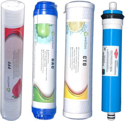 

Wellon PP 10' + GAC 10' + CTO 10' + dow 75 GPD Membrane Solid Filter Cartridge(0.8, Pack of 4)