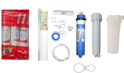 

Hi Tech 1 Year RO Service Kit with Inline set, CSM 80 GPD membrane, Bowl, MH, Spun and Other Accessories Solid Filter Cartridge(0.001, Pack of 10)