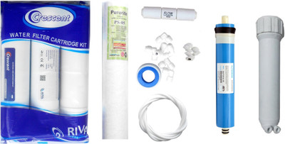 

Crescent 1 year RO service kit with Inline set, Vontron 75 GPD membrane, Housing (MH), Spun and other accessories Solid Filter Cartridge(0.001, Pack of 10)