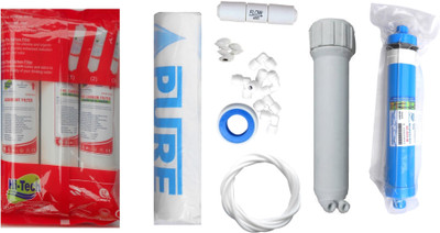 

Hi Tech 1 Year RO service Kit with Inline set, 80 GPD membrane, Housing (MH), Pure Spun and Other Accessories Solid Filter Cartridge(0.001, Pack of 8)