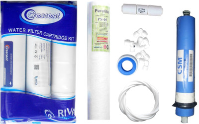 

Crescent 1 Year RO service Kit with Inline set, CSM 80 GPD membrane, Spun and Other Accessories Solid Filter Cartridge(0.001, Pack of 7)