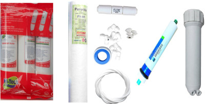 

Hi Tech 1 Year RO Service Kit with Inline set, Pentair 75 GPD membrane, MH, Spun and Other Accessories Solid Filter Cartridge(0.001, Pack of 8)