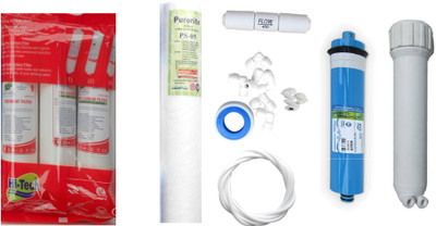 

Hi Tech 1 Year RO Service Kit with Inline set, 75 GPD membrane, MH, Spun and Other Accessories Solid Filter Cartridge(0.001, Pack of 8)