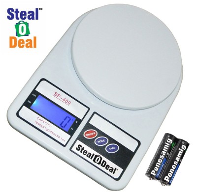 StealODeal Backlight White 7kg Digital Kitchen With Inbulilt Batteries Weighing Scale(White)