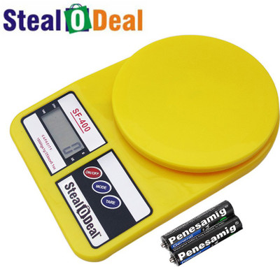 

Stealodeal Yellow 10kg Electronic Kitchen With Inbuilt Batteries Weighing Scale(Yellow)