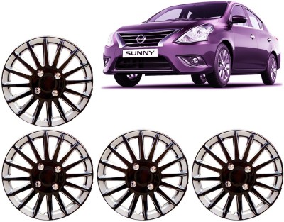 AUTO PEARL Premium Quality Car Full Caps Black and Silver 14 Inches For - Nissan Sunny Wheel Cover For Nissan Sunny(14.6 inch)