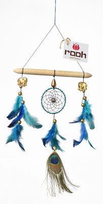 

Rooh Wellness Rooh dream catcher welcome home Wool Windchime(20 inch, Gold, Green)