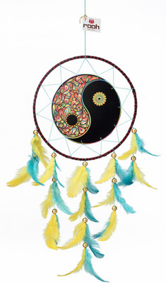 

Rooh dream catcher Canvas Yin Yang Wool Windchime(20 inch, Blue)