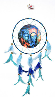 

Rooh dream catcher Canvas Buddha vibrant Wool Windchime(20 inch, Blue, Orange)