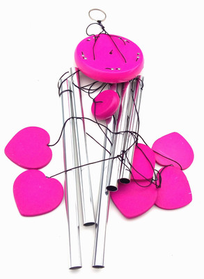 

Gooddeals Aluminium 5 pipe Wooden 6 Hearts Love Aluminium, Wooden Windchime(30 inch, Multicolor)